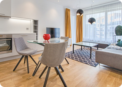 Modern and minimalist apartment living room